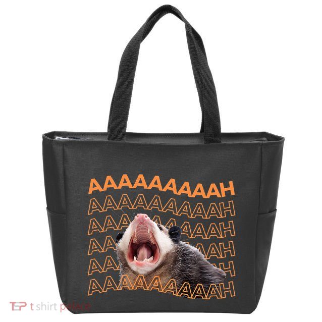 Opossum Screaming Funny Possum Trash Cat Meme Zip Tote Bag