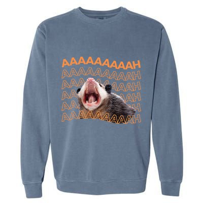 Opossum Screaming Funny Possum Trash Cat Meme Garment-Dyed Sweatshirt