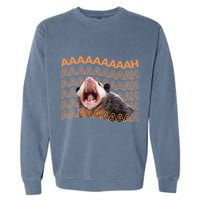 Opossum Screaming Funny Possum Trash Cat Meme Garment-Dyed Sweatshirt