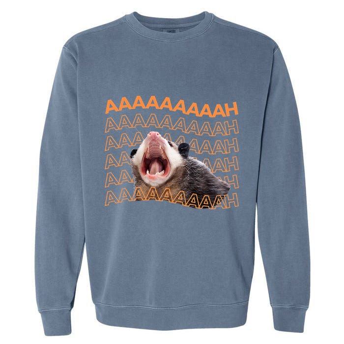 Opossum Screaming Funny Possum Trash Cat Meme Garment-Dyed Sweatshirt