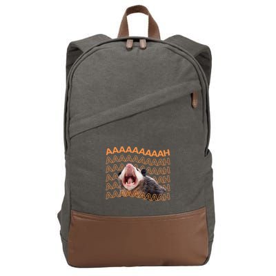 Opossum Screaming Funny Possum Trash Cat Meme Cotton Canvas Backpack