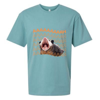Opossum Screaming Funny Possum Trash Cat Meme Sueded Cloud Jersey T-Shirt