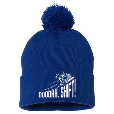 Ohh Shift Funny Truck Gear Big Rig Semi Trucker Driver Gift Pom Pom 12in Knit Beanie