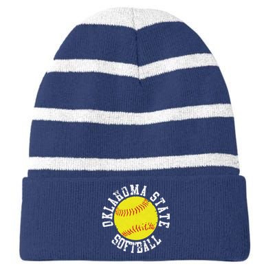 Oklahoma Softball Funny Striped Beanie with Solid Band