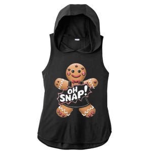 Oh Snap Funny Gingerbread Man Christmas Humor Ladies PosiCharge Tri-Blend Wicking Draft Hoodie Tank