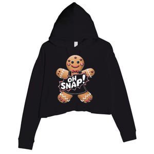 Oh Snap Funny Gingerbread Man Christmas Humor Crop Fleece Hoodie