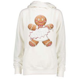 Oh Snap Funny Gingerbread Man Christmas Humor Womens Funnel Neck Pullover Hood