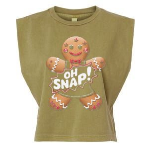 Oh Snap Funny Gingerbread Man Christmas Humor Garment-Dyed Women's Muscle Tee