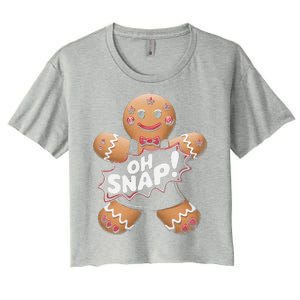 Oh Snap Funny Gingerbread Man Christmas Humor Women's Crop Top Tee