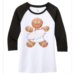 Oh Snap Funny Gingerbread Man Christmas Humor Women's Tri-Blend 3/4-Sleeve Raglan Shirt