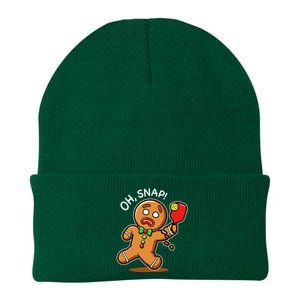 Oh Snap Funny Gingerbread Man Playing Pickleball Knit Cap Winter Beanie