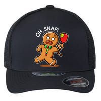 Oh Snap Funny Gingerbread Man Playing Pickleball Flexfit Unipanel Trucker Cap