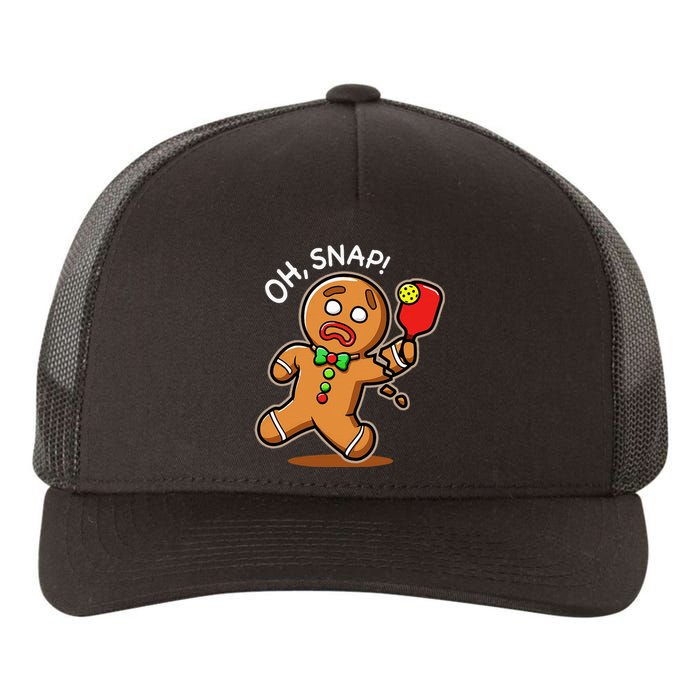 Oh Snap Funny Gingerbread Man Playing Pickleball Yupoong Adult 5-Panel Trucker Hat