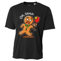 Oh Snap Funny Gingerbread Man Playing Pickleball Cooling Performance Crew T-Shirt