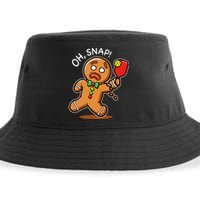 Oh Snap Funny Gingerbread Man Playing Pickleball Sustainable Bucket Hat