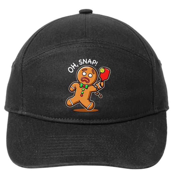 Oh Snap Funny Gingerbread Man Playing Pickleball 7-Panel Snapback Hat