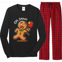 Oh Snap Funny Gingerbread Man Playing Pickleball Long Sleeve Pajama Set