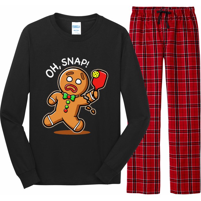 Oh Snap Funny Gingerbread Man Playing Pickleball Long Sleeve Pajama Set