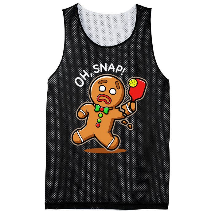 Oh Snap Funny Gingerbread Man Playing Pickleball Mesh Reversible Basketball Jersey Tank