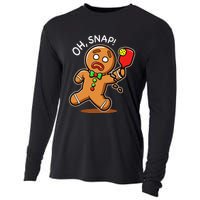 Oh Snap Funny Gingerbread Man Playing Pickleball Cooling Performance Long Sleeve Crew