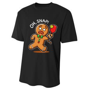 Oh Snap Funny Gingerbread Man Playing Pickleball Performance Sprint T-Shirt