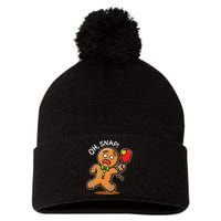 Oh Snap Funny Gingerbread Man Playing Pickleball Pom Pom 12in Knit Beanie