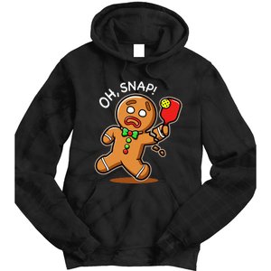 Oh Snap Funny Gingerbread Man Playing Pickleball Tie Dye Hoodie