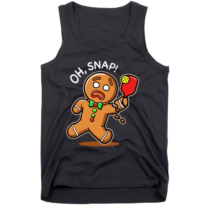 Oh Snap Funny Gingerbread Man Playing Pickleball Tank Top