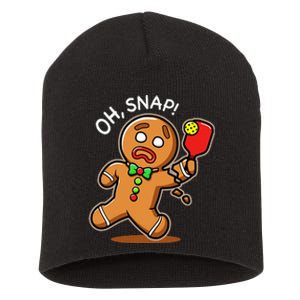 Oh Snap Funny Gingerbread Man Playing Pickleball Short Acrylic Beanie