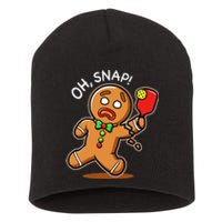 Oh Snap Funny Gingerbread Man Playing Pickleball Short Acrylic Beanie