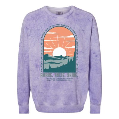 Oak Stone Feast Of Tabernacles Awake Arise Shine Window Colorblast Crewneck Sweatshirt