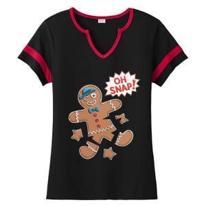 Oh Snap Funny Gingerbread Cookie Holiday Design For Bakers Ladies Halftime Notch Neck Tee