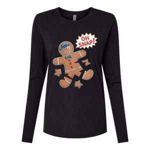 Oh Snap Funny Gingerbread Cookie Holiday Design For Bakers Womens Cotton Relaxed Long Sleeve T-Shirt