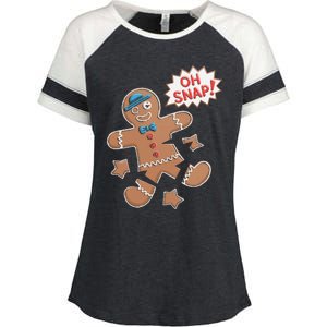 Oh Snap Funny Gingerbread Cookie Holiday Design For Bakers Enza Ladies Jersey Colorblock Tee