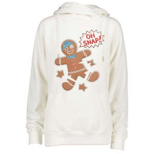 Oh Snap Funny Gingerbread Cookie Holiday Design For Bakers Womens Funnel Neck Pullover Hood