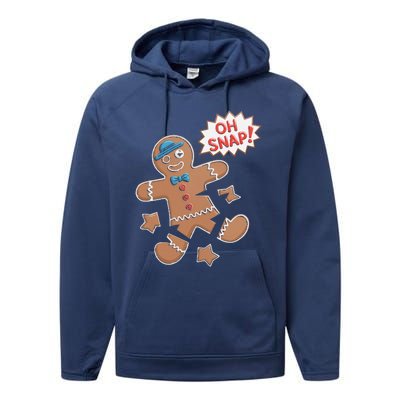 Oh Snap Funny Gingerbread Cookie Holiday Design For Bakers Performance Fleece Hoodie