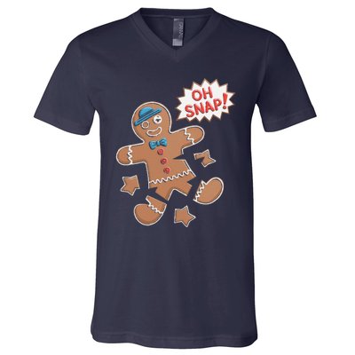 Oh Snap Funny Gingerbread Cookie Holiday Design For Bakers V-Neck T-Shirt