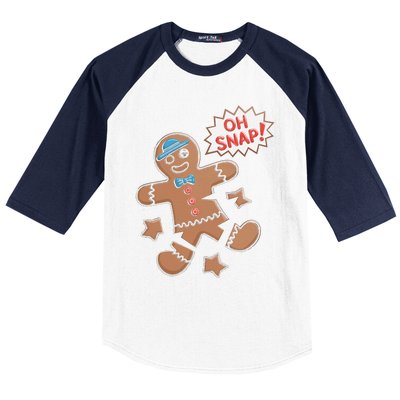 Oh Snap Funny Gingerbread Cookie Holiday Design For Bakers Baseball Sleeve Shirt