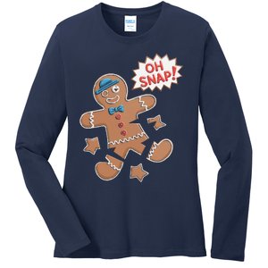 Oh Snap Funny Gingerbread Cookie Holiday Design For Bakers Ladies Long Sleeve Shirt