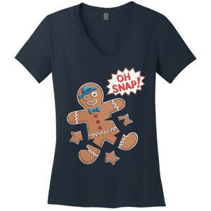 Oh Snap Funny Gingerbread Cookie Holiday Design For Bakers Women's V-Neck T-Shirt