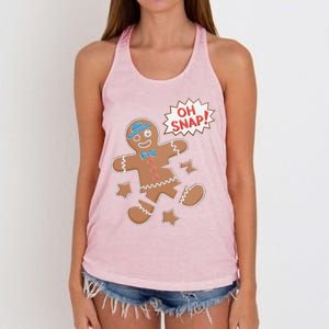 Oh Snap Funny Gingerbread Cookie Holiday Design For Bakers Women's Knotted Racerback Tank