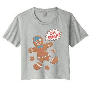 Oh Snap Funny Gingerbread Cookie Holiday Design For Bakers Women's Crop Top Tee