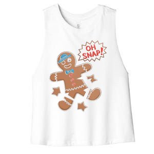 Oh Snap Funny Gingerbread Cookie Holiday Design For Bakers Women's Racerback Cropped Tank