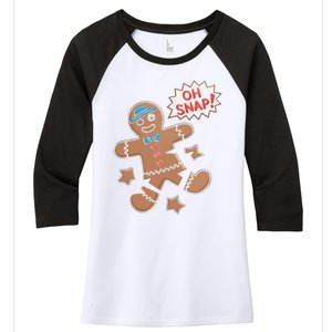 Oh Snap Funny Gingerbread Cookie Holiday Design For Bakers Women's Tri-Blend 3/4-Sleeve Raglan Shirt