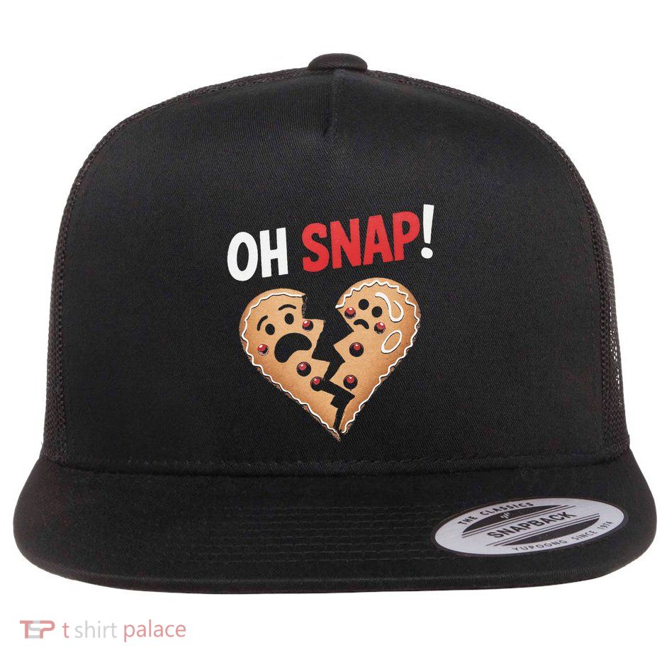 Oh Snap Funny Gingerbread Christmas Joke Flat Bill Trucker Hat