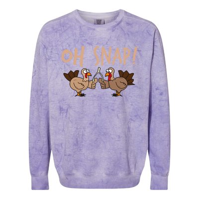 Oh Snap Funny Turkey Wishbone Thanksgiving Dinner Colorblast Crewneck Sweatshirt