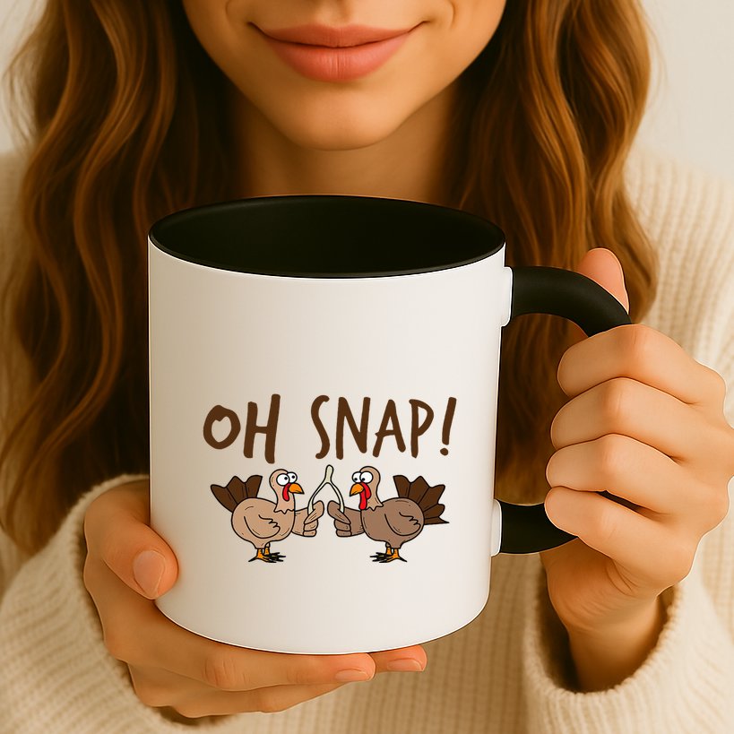 Oh Snap Funny Turkey Wishbone Thanksgiving Dinner Mug