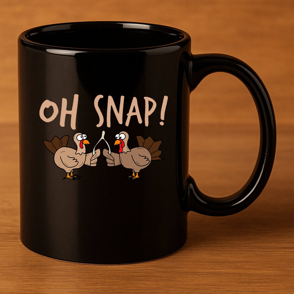 Oh Snap Funny Turkey Wishbone Thanksgiving Dinner 11oz C Handle Ceramic Mug