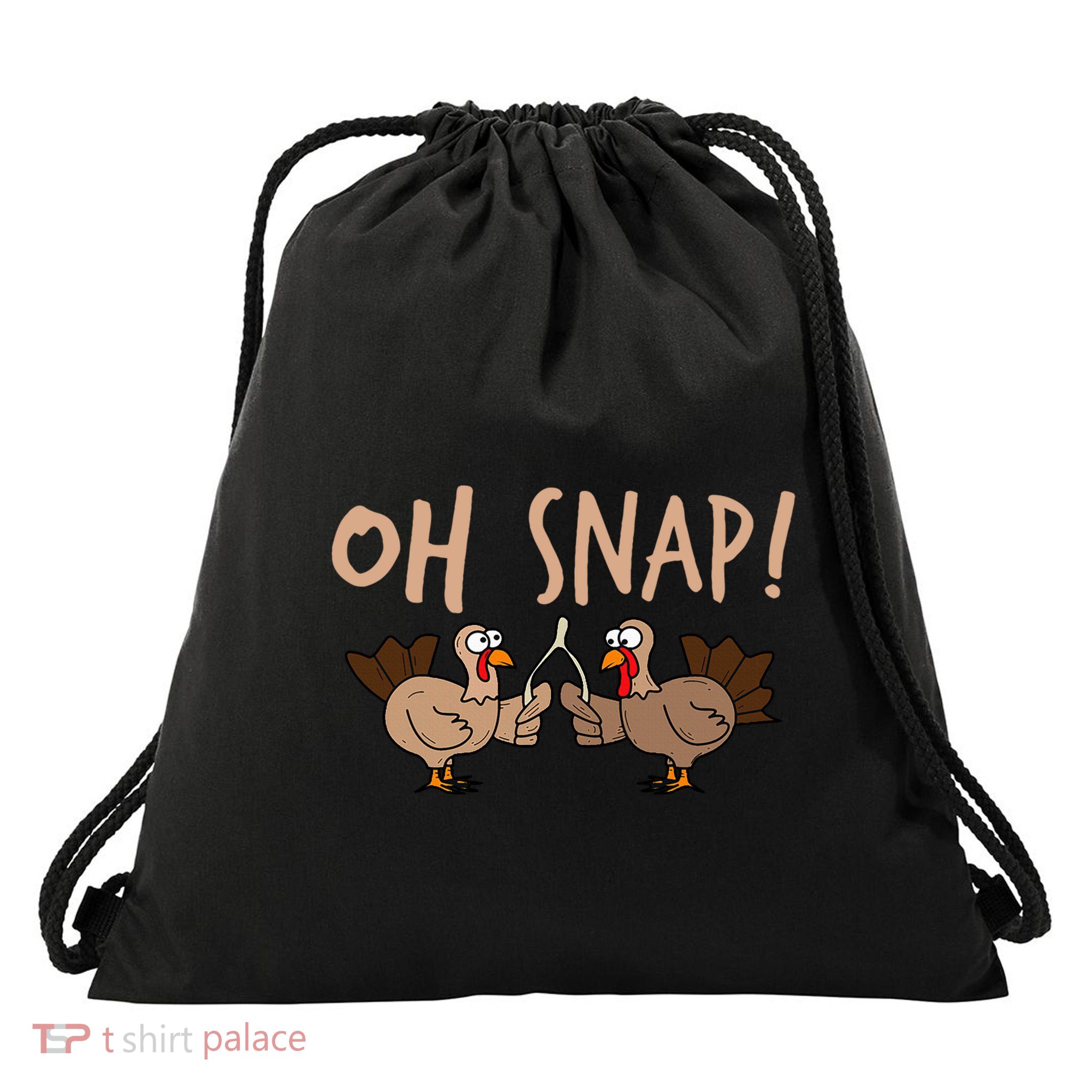 Oh Snap Funny Turkey Wishbone Thanksgiving Dinner Drawstring Bag