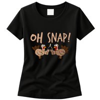 Oh Snap Funny Turkey Wishbone Thanksgiving Dinner Womens T-Shirt